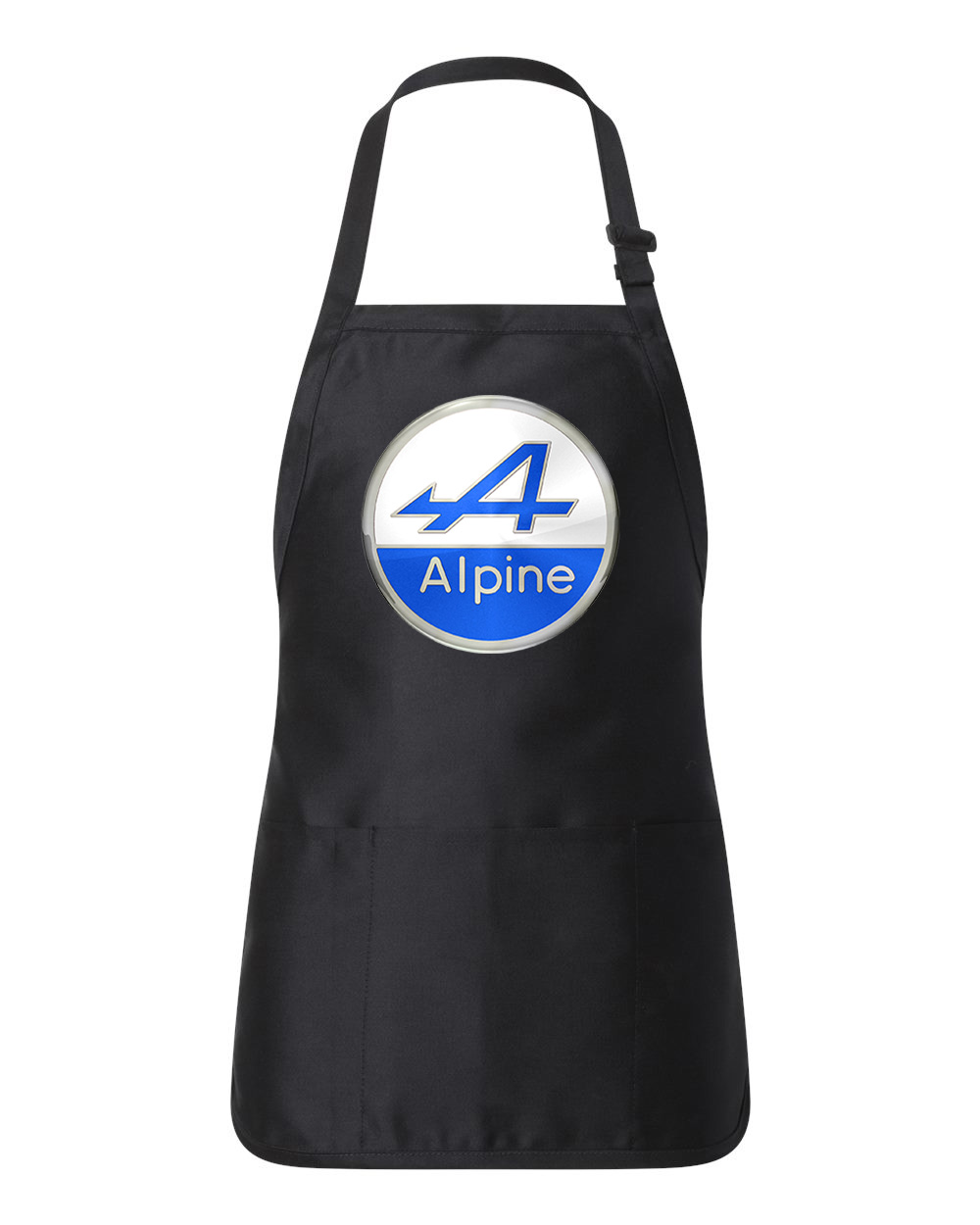 Alpine Emblem Blue Cars Logo Symbol Emblem Customized Design on Full-Length Apron with Pouch Pocket