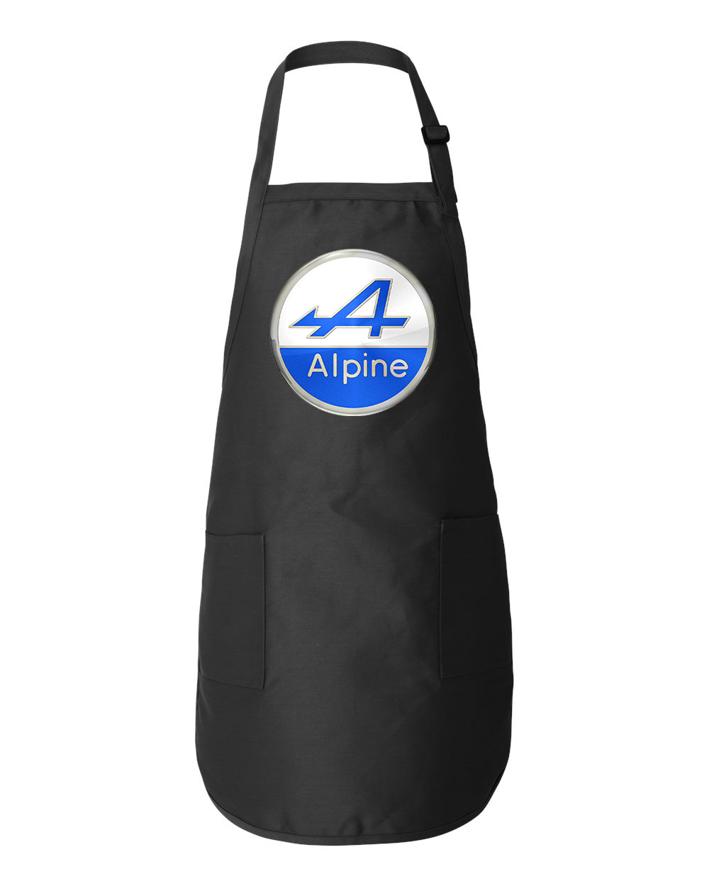 Alpine Emblem Blue Cars Logo Symbol Emblem Customized Design on Full-Length Apron with Pockets