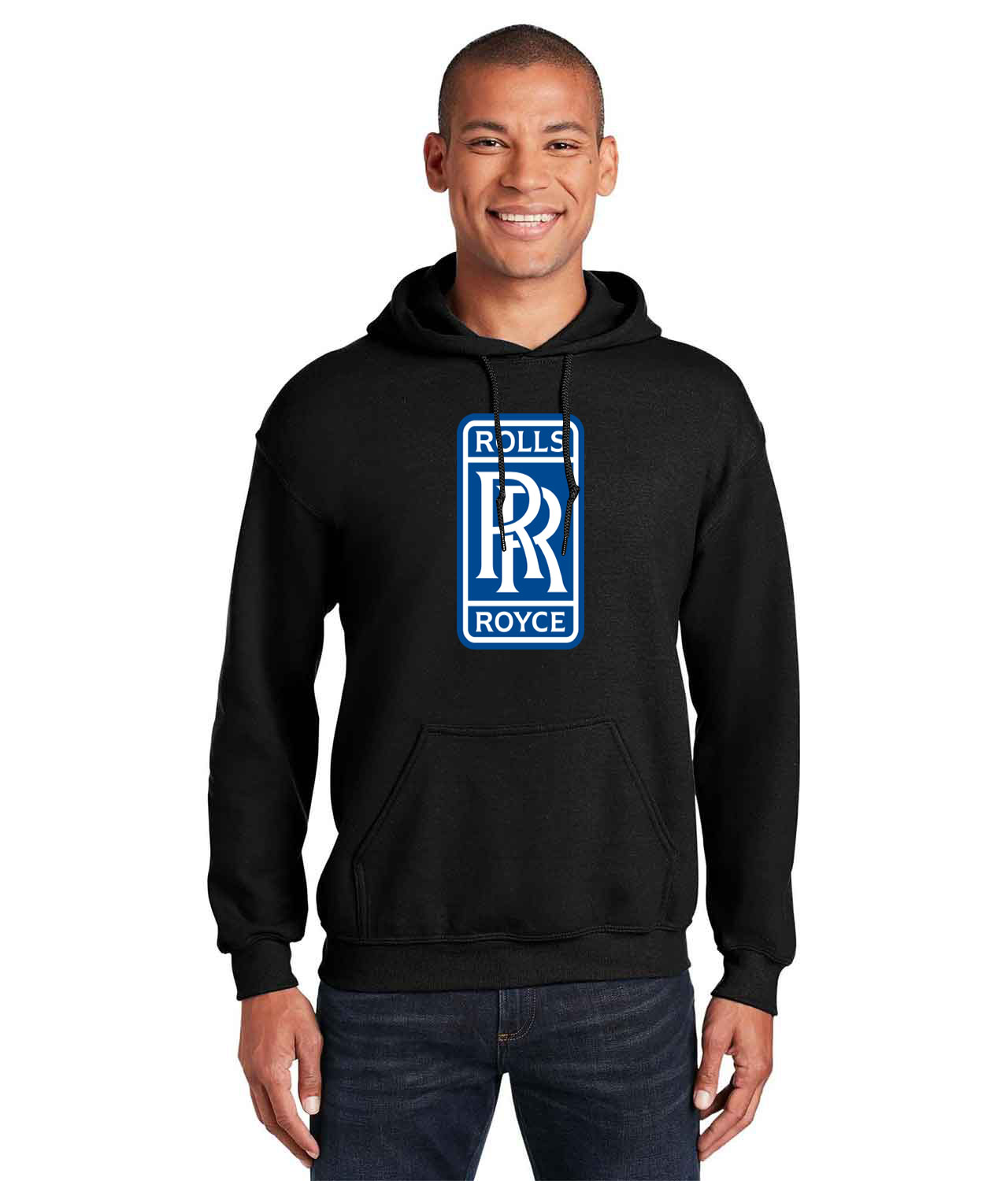 Rolls-Royce Symbol Blue Cars Logo Customized Design on Unisex Hooded Sweatshirt