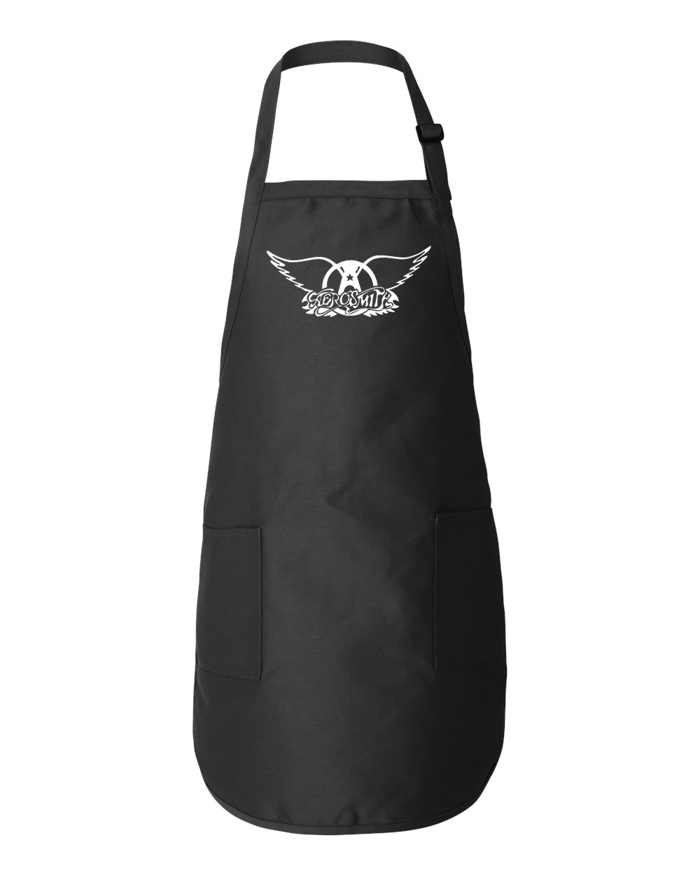 Aerosmith White Emblem Music Logo Symbol Emblem Customized Design on Full-Length Apron with Pockets