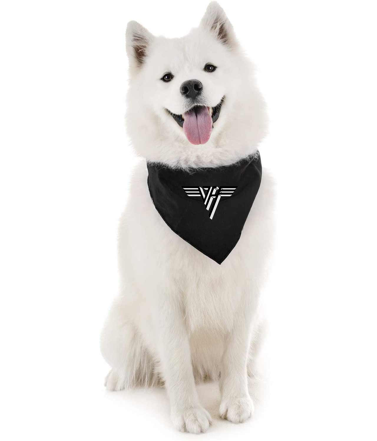 Van Halen Black Text Style Rock band Music Logo Symbol Emblem Customized Design on Doggie Puppy Dog Bandana - Image 1