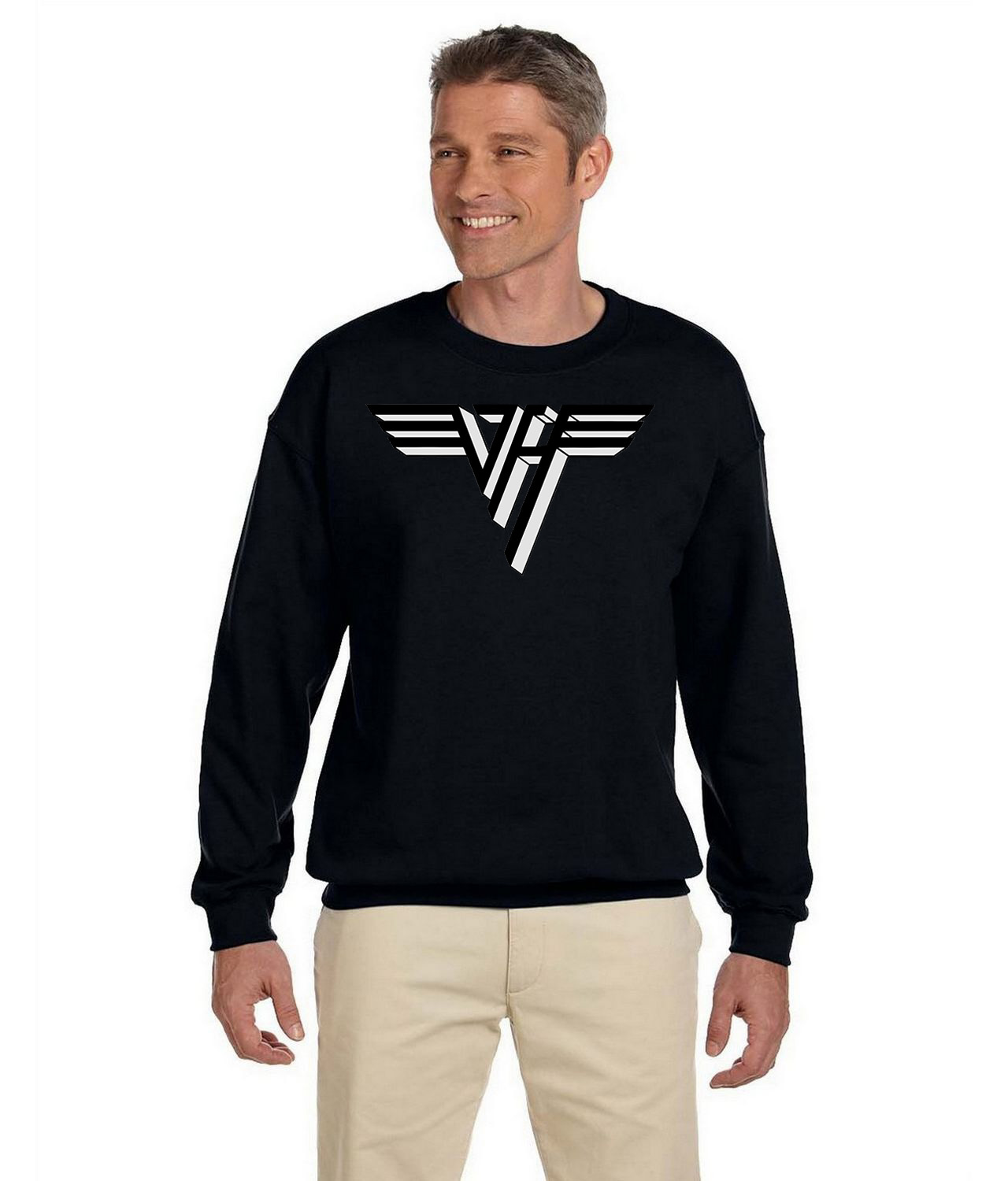 Van Halen Black Text Style Rock band Music Logo Symbol Emblem Customized Design on Unisex Crewneck Sweatshirt
