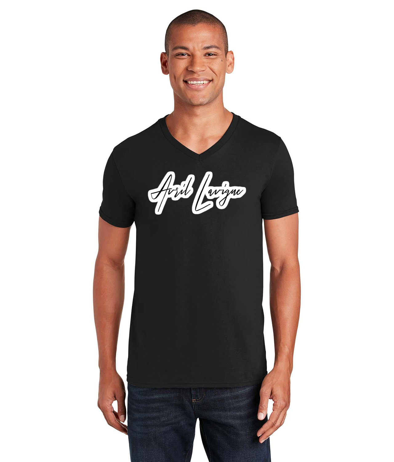 Avril Lavigne Music Logo Symbol Emblem Customized Design on Unisex V-Neck T-Shirt Tee