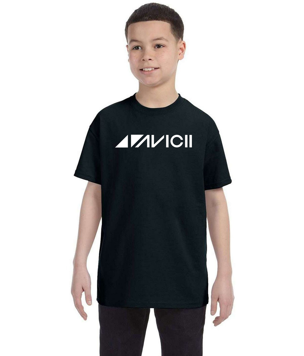 Avicii White Music Logo Symbol Emblem Customized Design on Youth T-Shirt Tee
