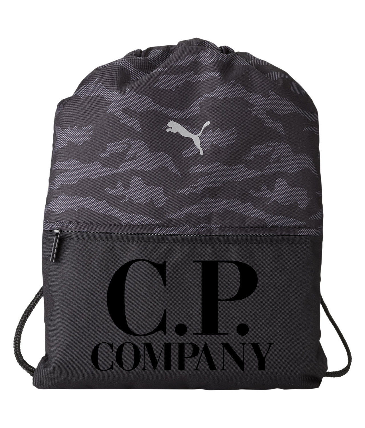C.P. Company Fashion Logo Symbol Emblem Customized Design on Camo Drawstring Backpack Bag