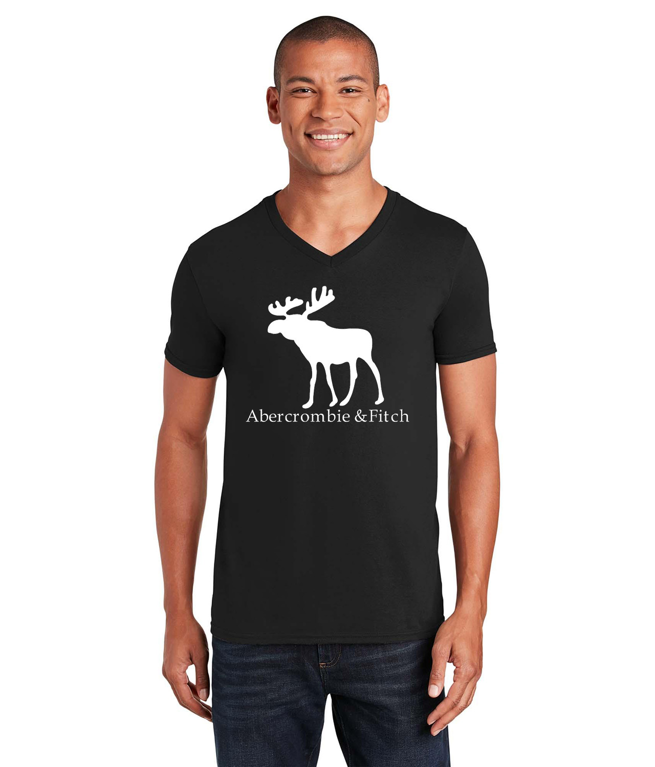 Abercrombie And Fitch Fashion Logo Symbol Emblem Customized Design on Unisex V-Neck T-Shirt Tee