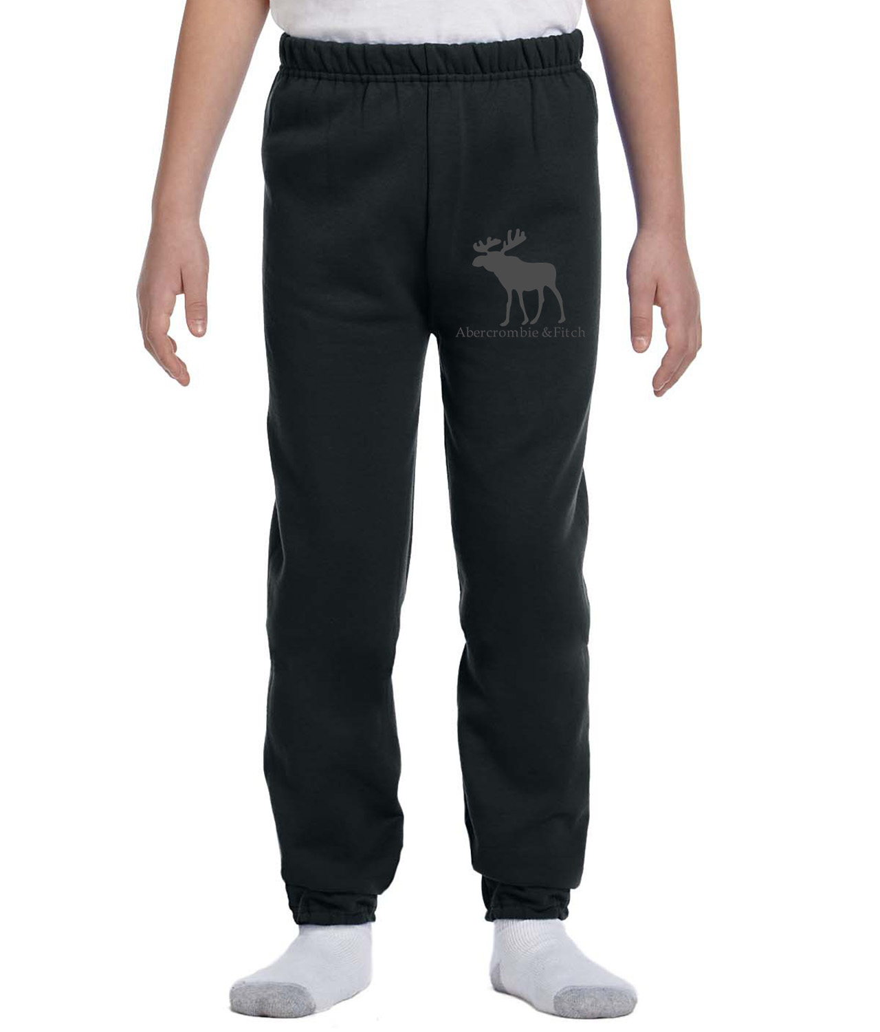 Abercrombie & Fitch Fashion Logo Symbol Emblem Customized Design on Youth Closed-Bottom Sweatpants