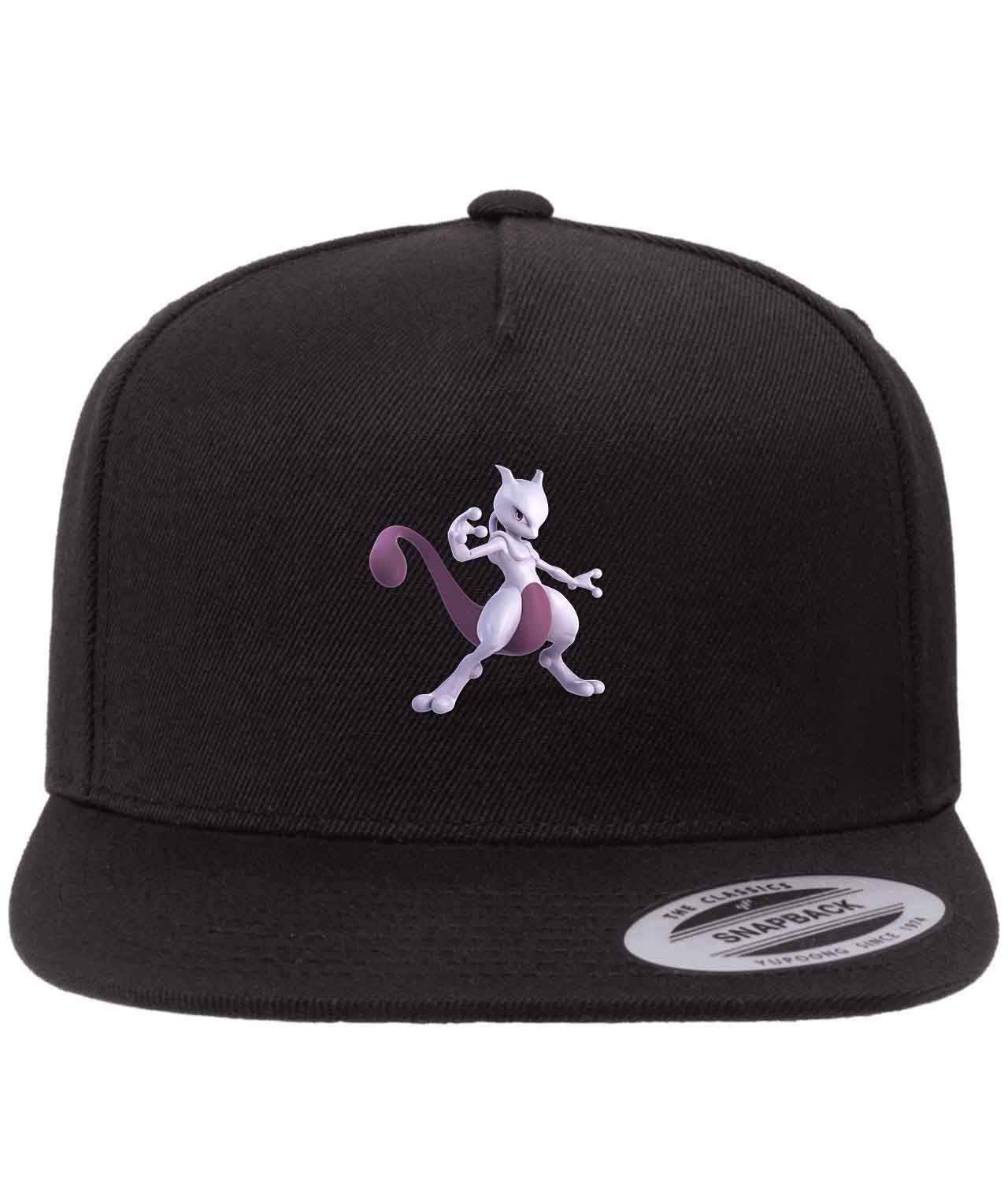 Mewtwo Pokemon Emblem Media Figure Customized Design on Wool 5-Panel Cap Hat - Image 1