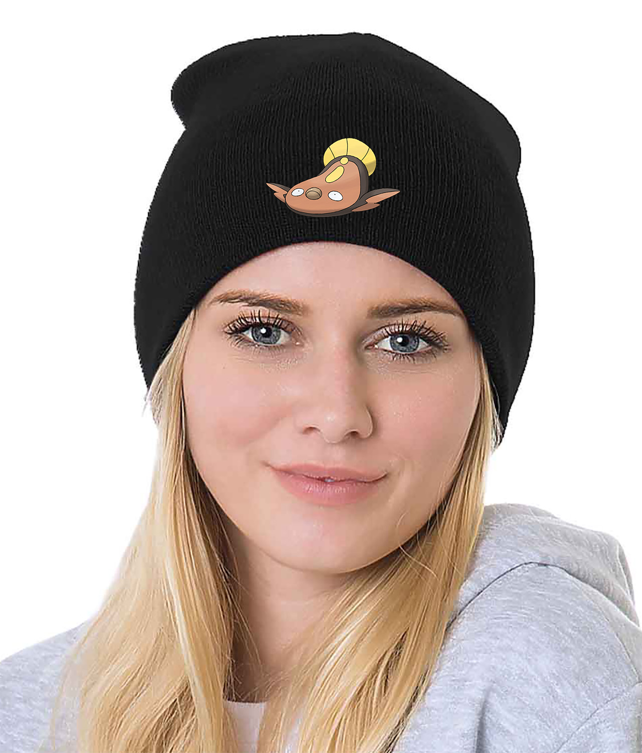 Stunfisk Pokemon Logo Symbol Emblem Customized Design on 8" Beanie Hat
