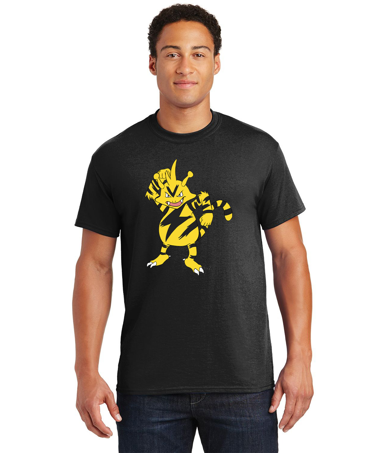 Electabuzz Pokemon Color Media Logo Customized Design on Unisex Tshirt Tee