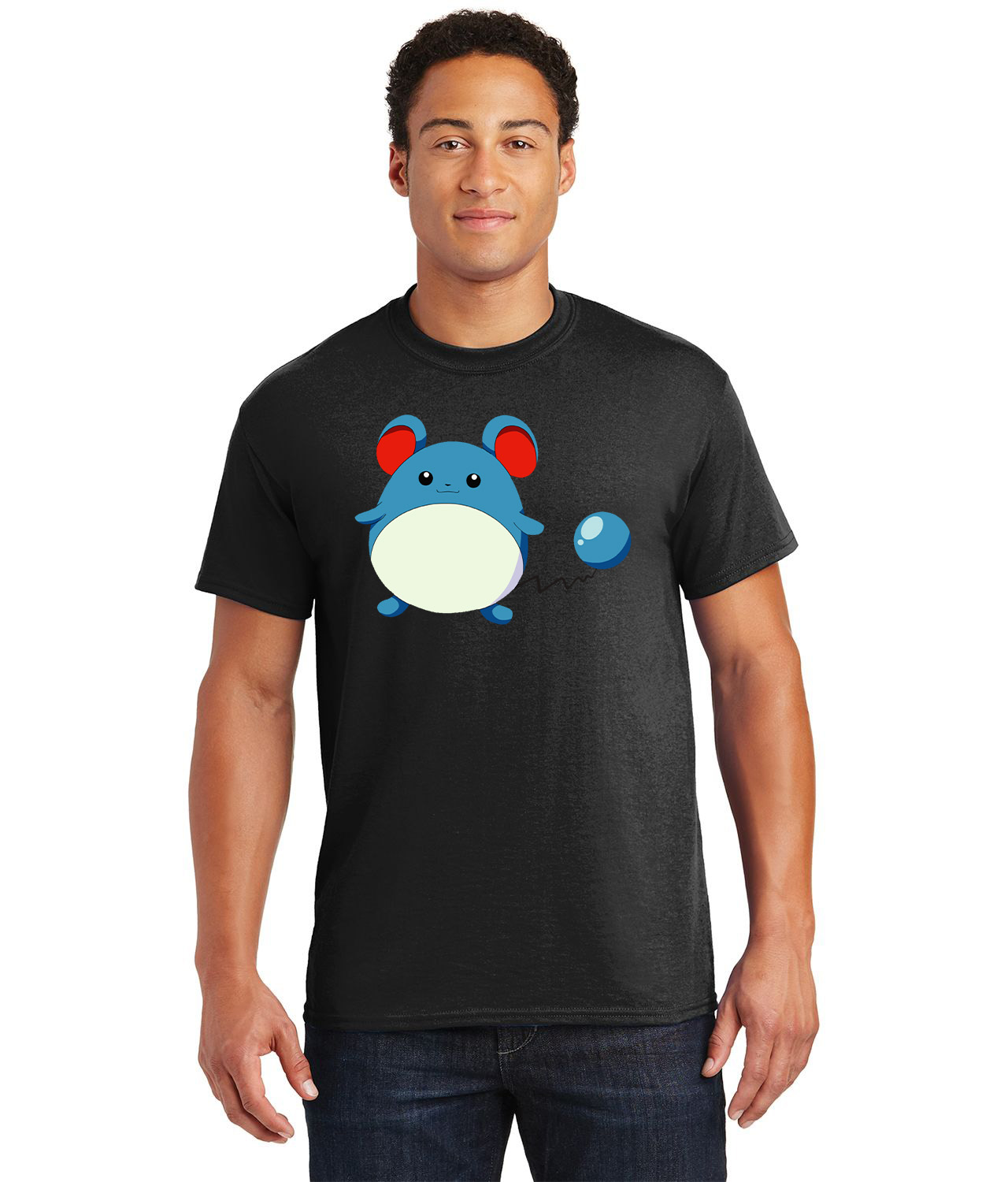 Marill Pokemon Color Media Logo Customized Design on Unisex Tshirt Tee