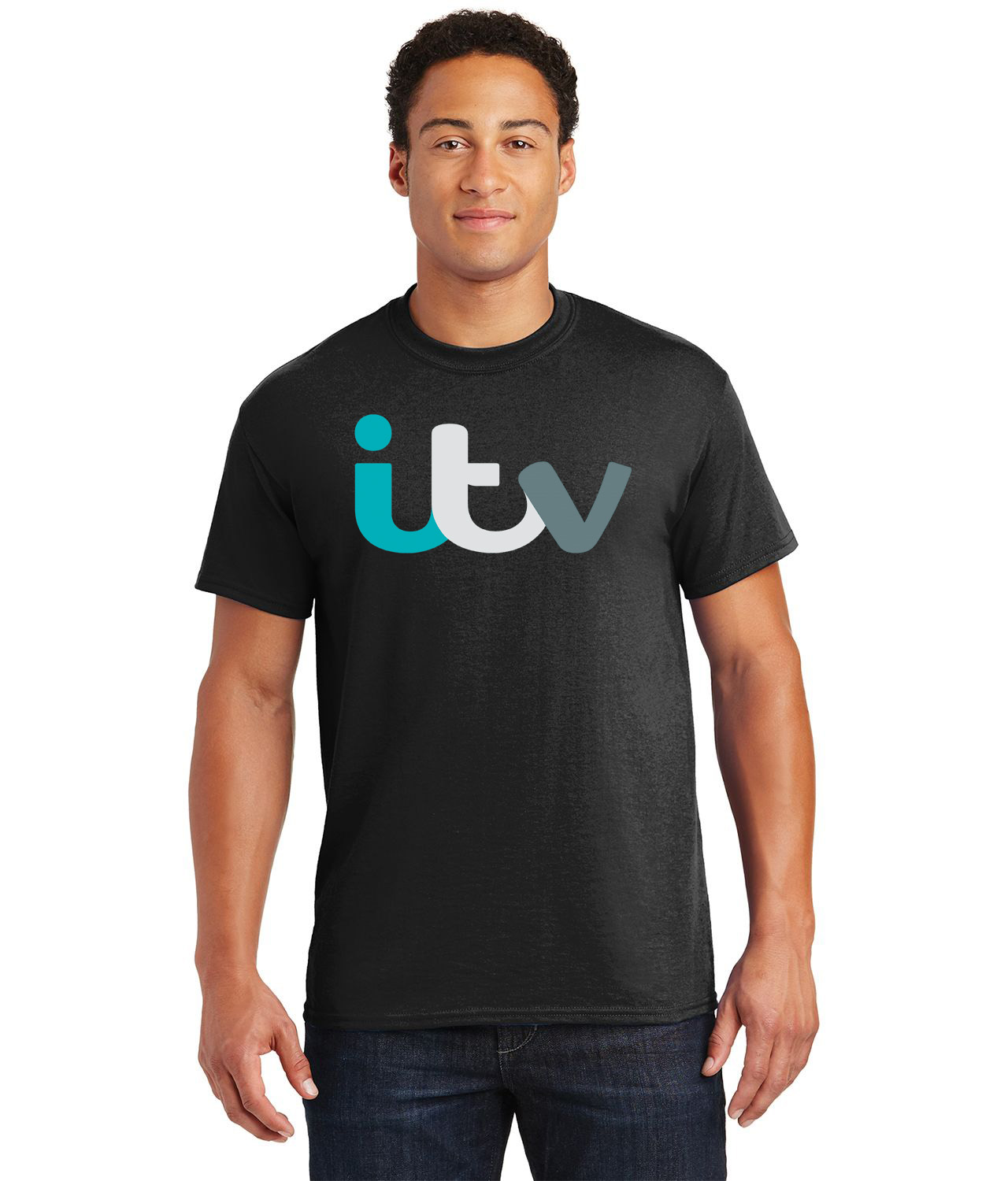 ITV Independent Television Color Media Logo Customized Design on Unisex Tshirt Tee