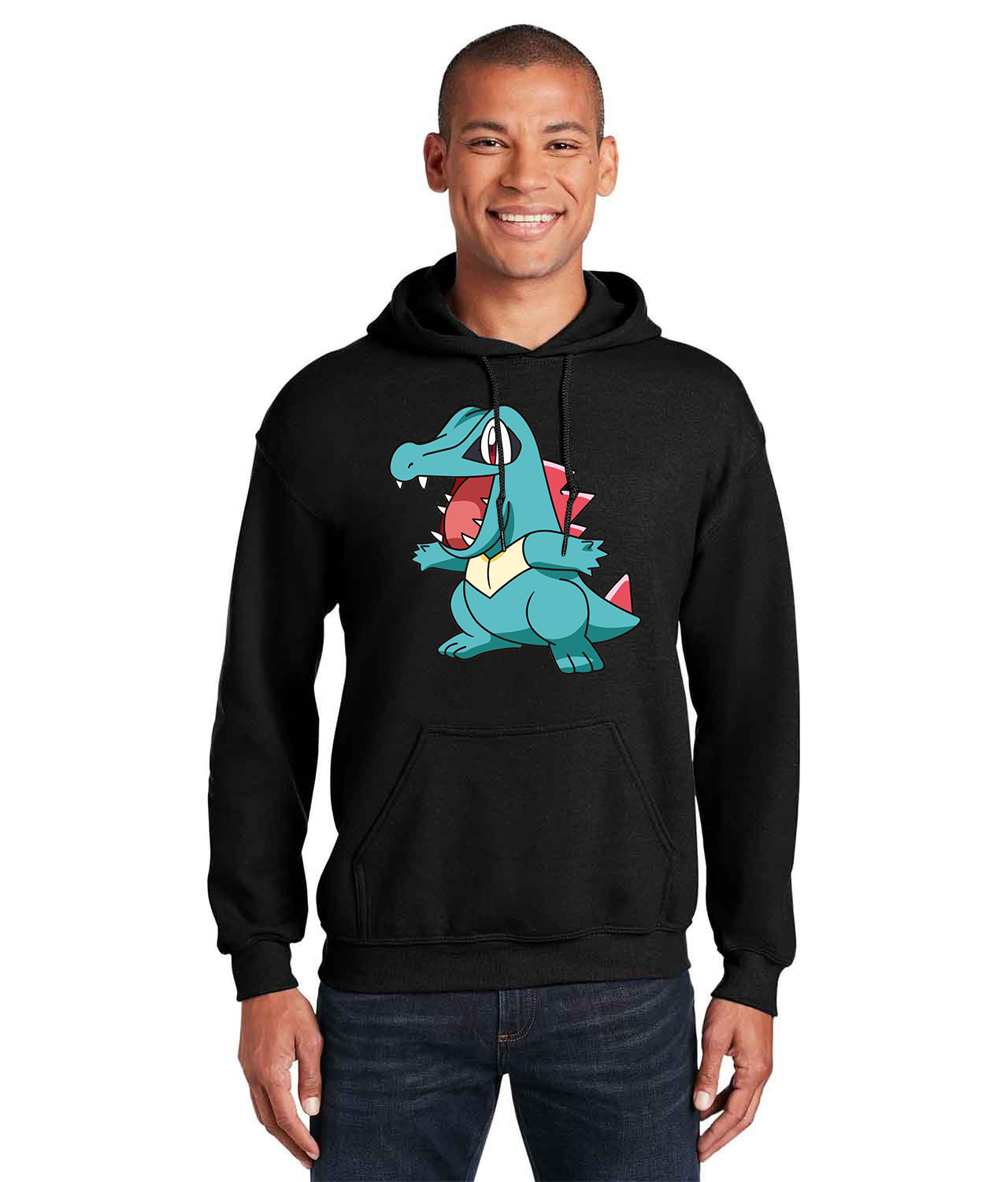 Totodile Pokemon Symbol Logo Symbol Emblem Customized Design on Unisex Hooded Sweatshirt