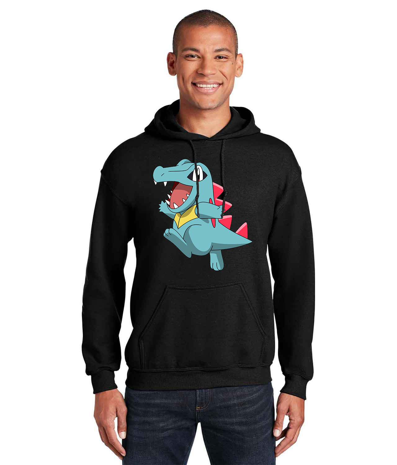 Totodile Pokemon Emblem Logo Symbol Emblem Customized Design on Unisex Hooded Sweatshirt