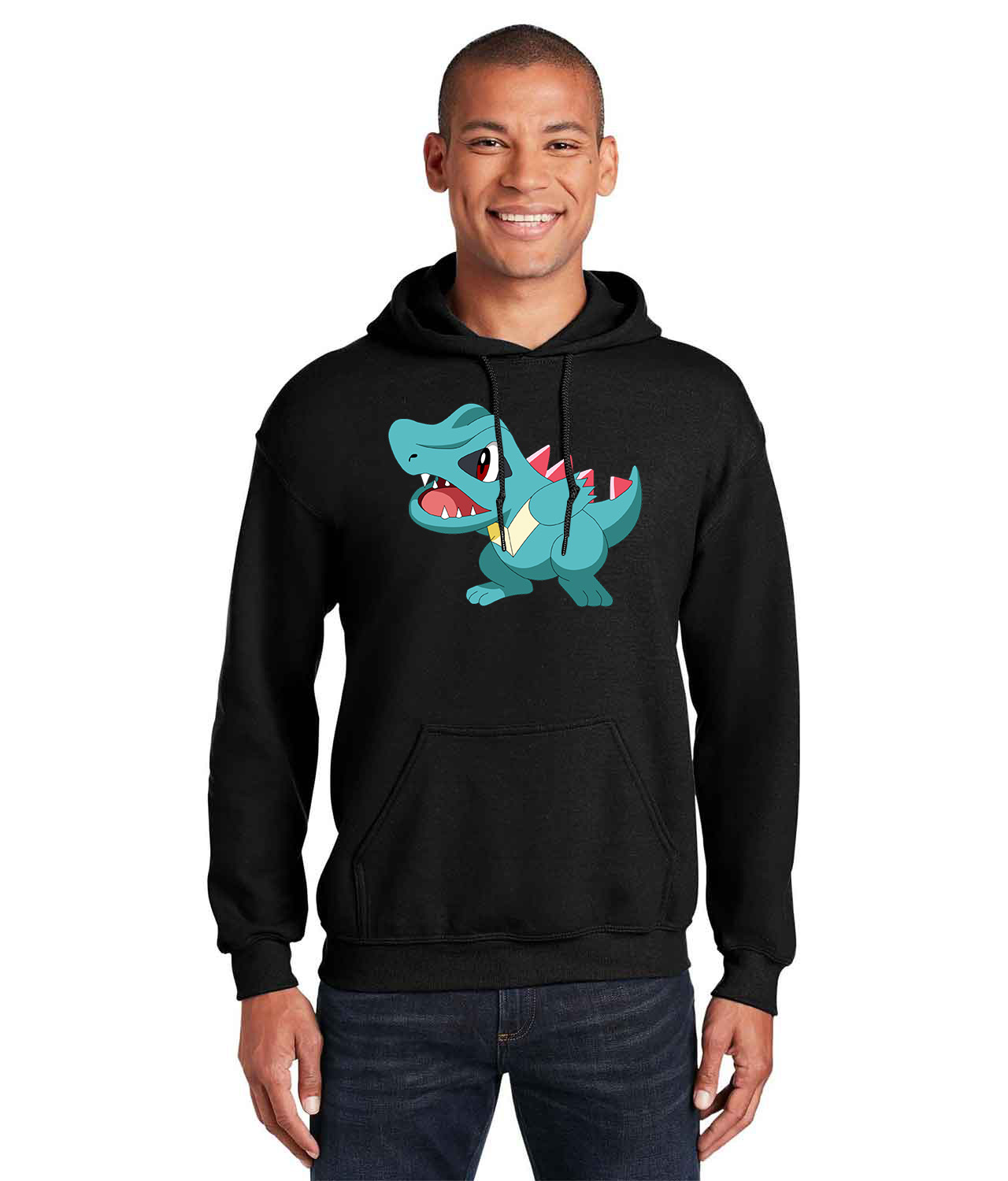 Totodile Pokemon Color Logo Symbol Emblem Customized Design on Unisex Hooded Sweatshirt - Image 1