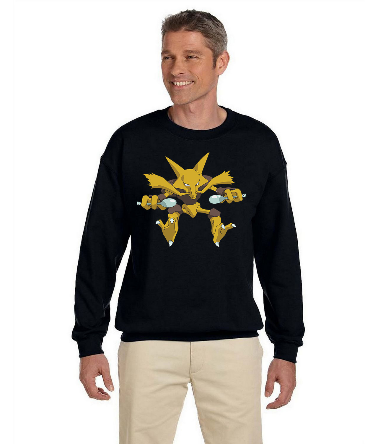Pokemon Alakazam Logo Symbol Emblem Customized Design on Unisex Crewneck Sweatshirt