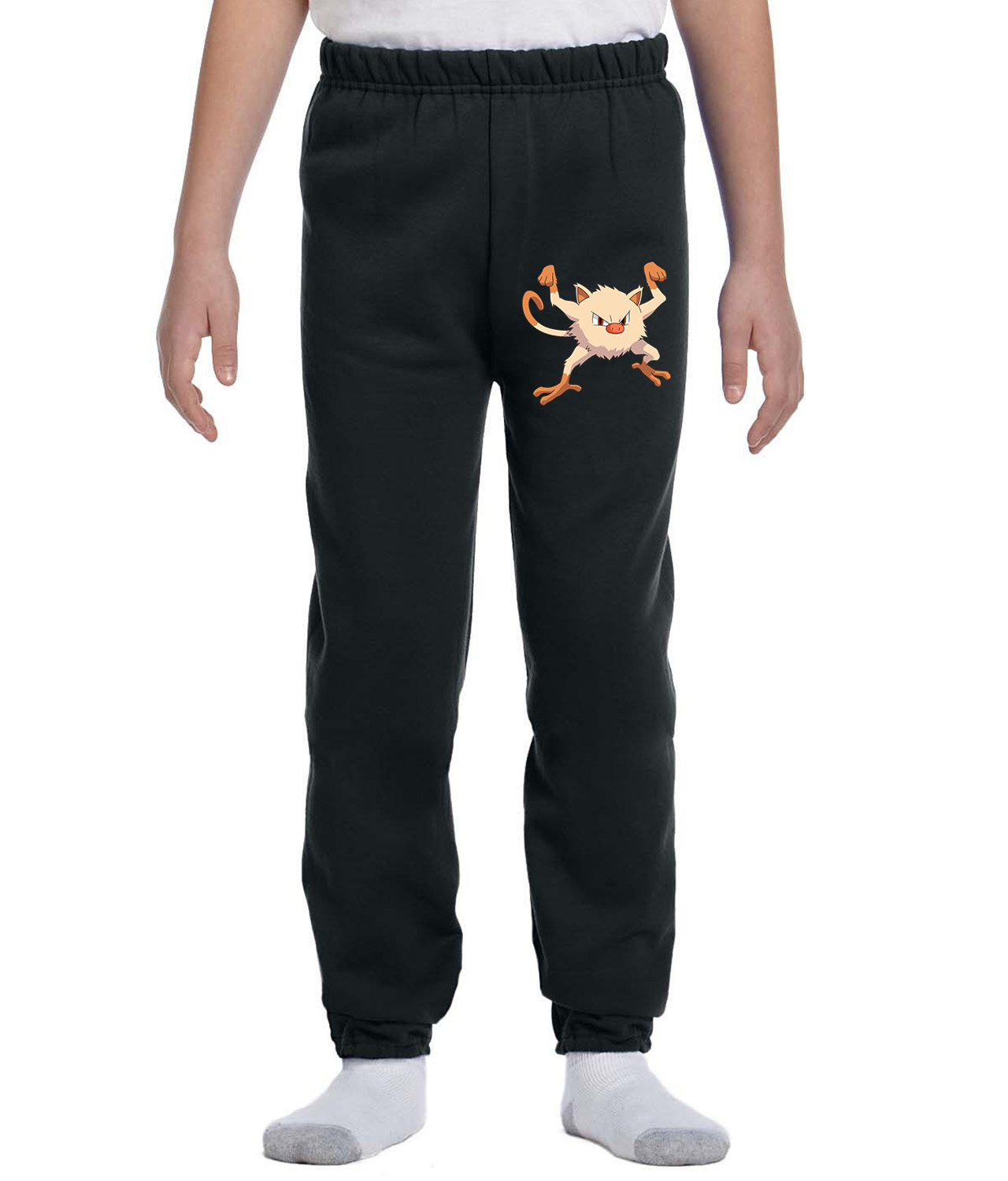 Pokemon Mankey Emblem Logo Symbol Emblem Customized Design on Youth Closed-Bottom Sweatpants
