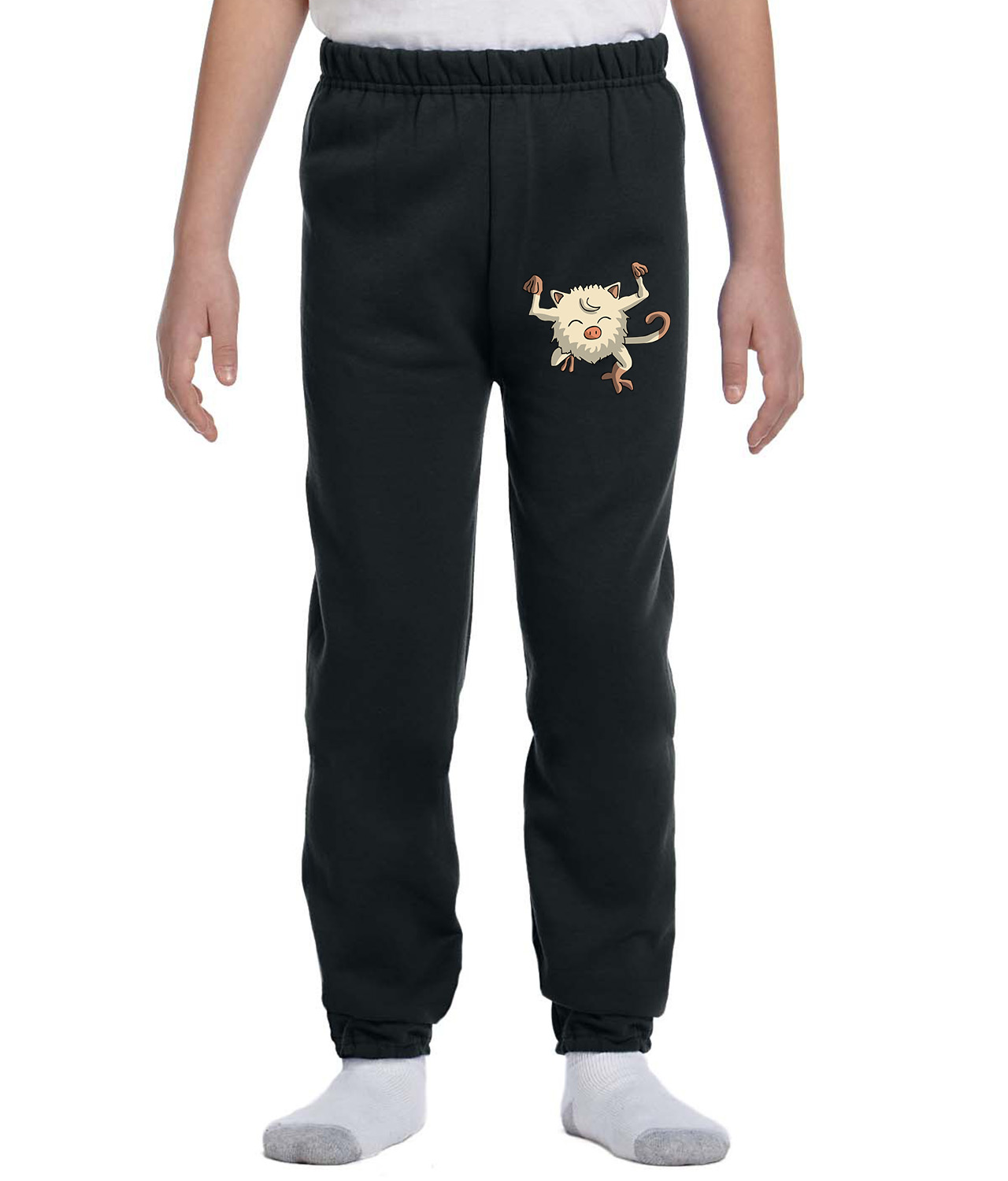 Pokemon Mankey Cute Logo Symbol Emblem Customized Design on Youth Closed-Bottom Sweatpants