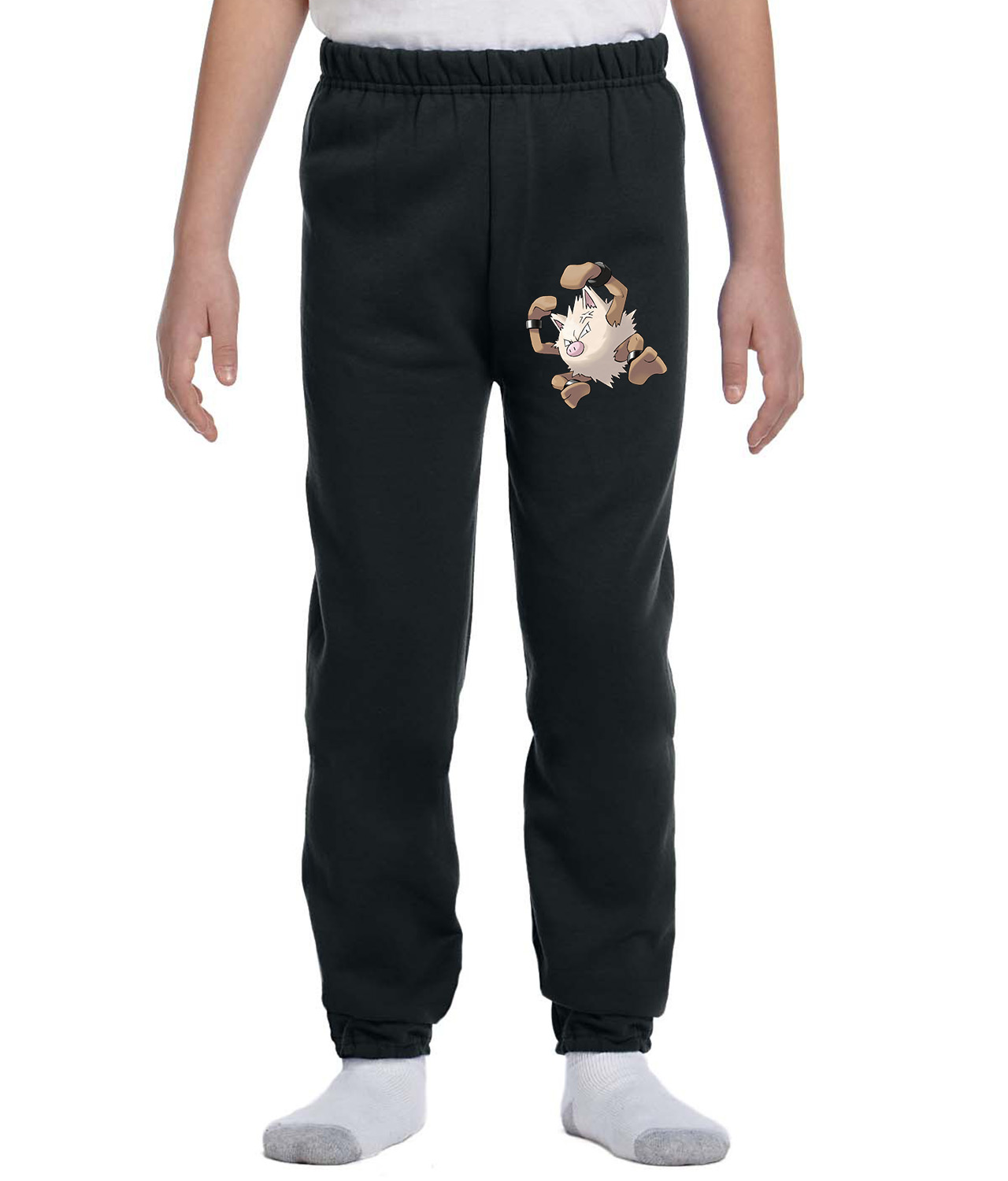 Pokemon Primeape Logo Symbol Emblem Customized Design on Youth Closed-Bottom Sweatpants