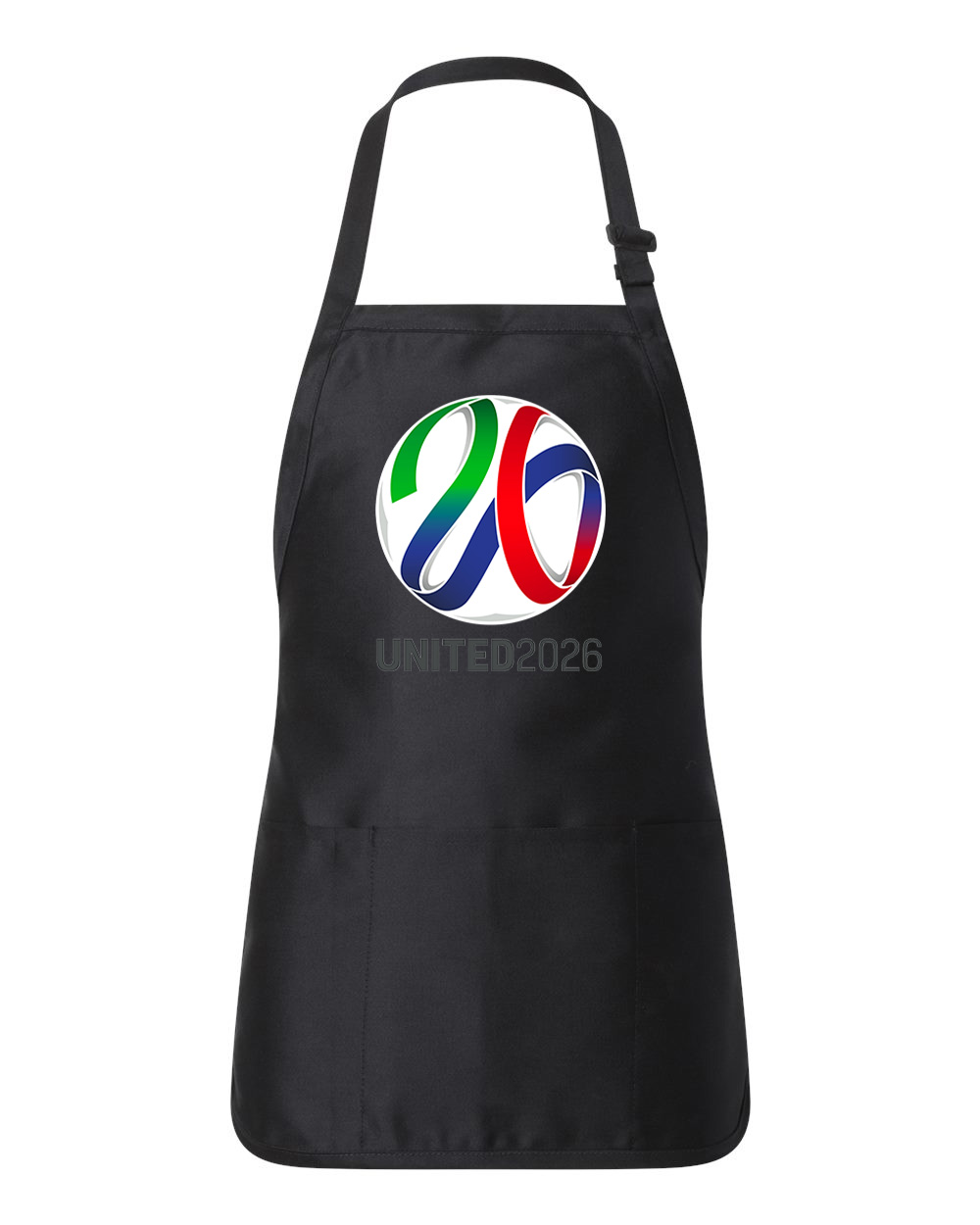 2026 FIFA World Cup Canada-Mexico-USA Soccer Logo Symbol Emblem Customized Design on Full-Length Apron with Pouch Pocket