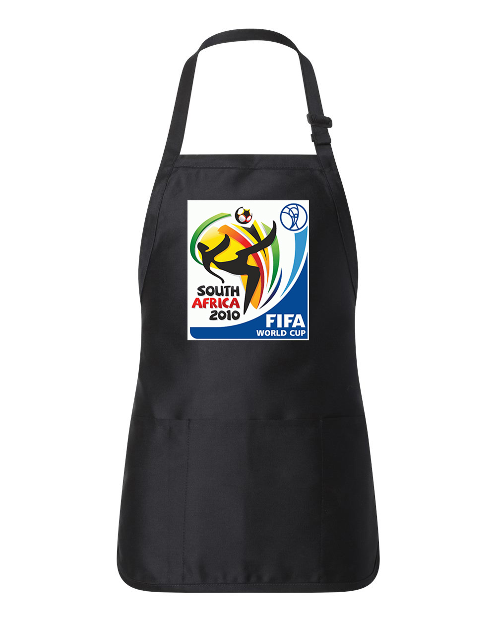 2010 FIFA World Cup South Africa Soccer Logo Symbol Emblem Customized Design on Full-Length Apron with Pouch Pocket