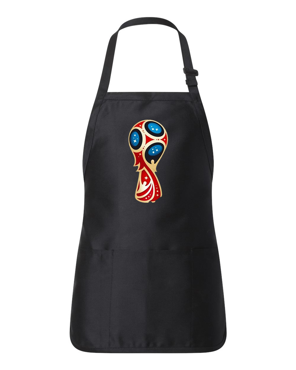 2018 FIFA World Cup Russia Soccer Logo Symbol Emblem Customized Design on Full-Length Apron with Pouch Pocket