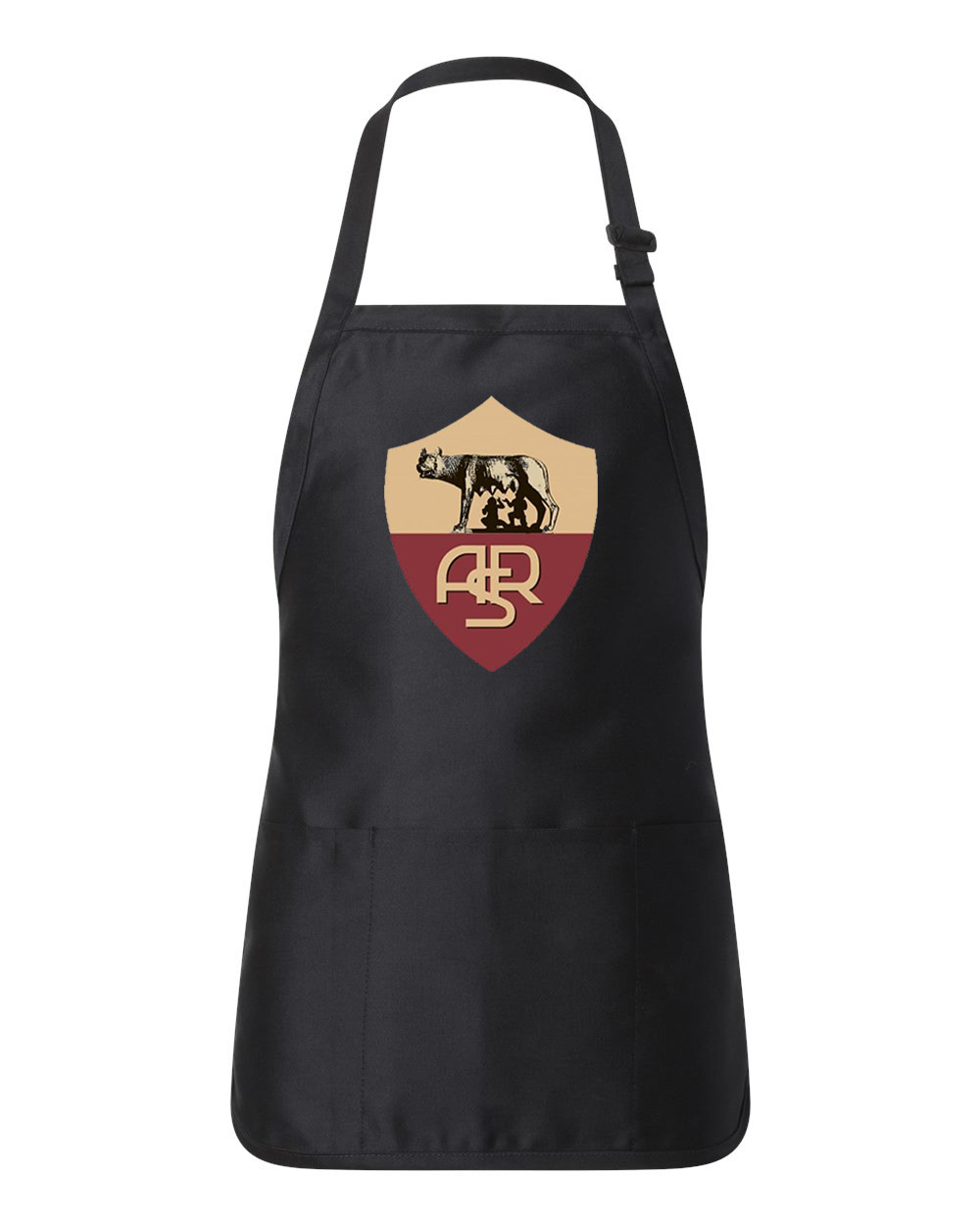 A.S. Roma FC 1934-1960 Soccer Logo Symbol Emblem Customized Design on Full-Length Apron with Pouch Pocket - Image 1