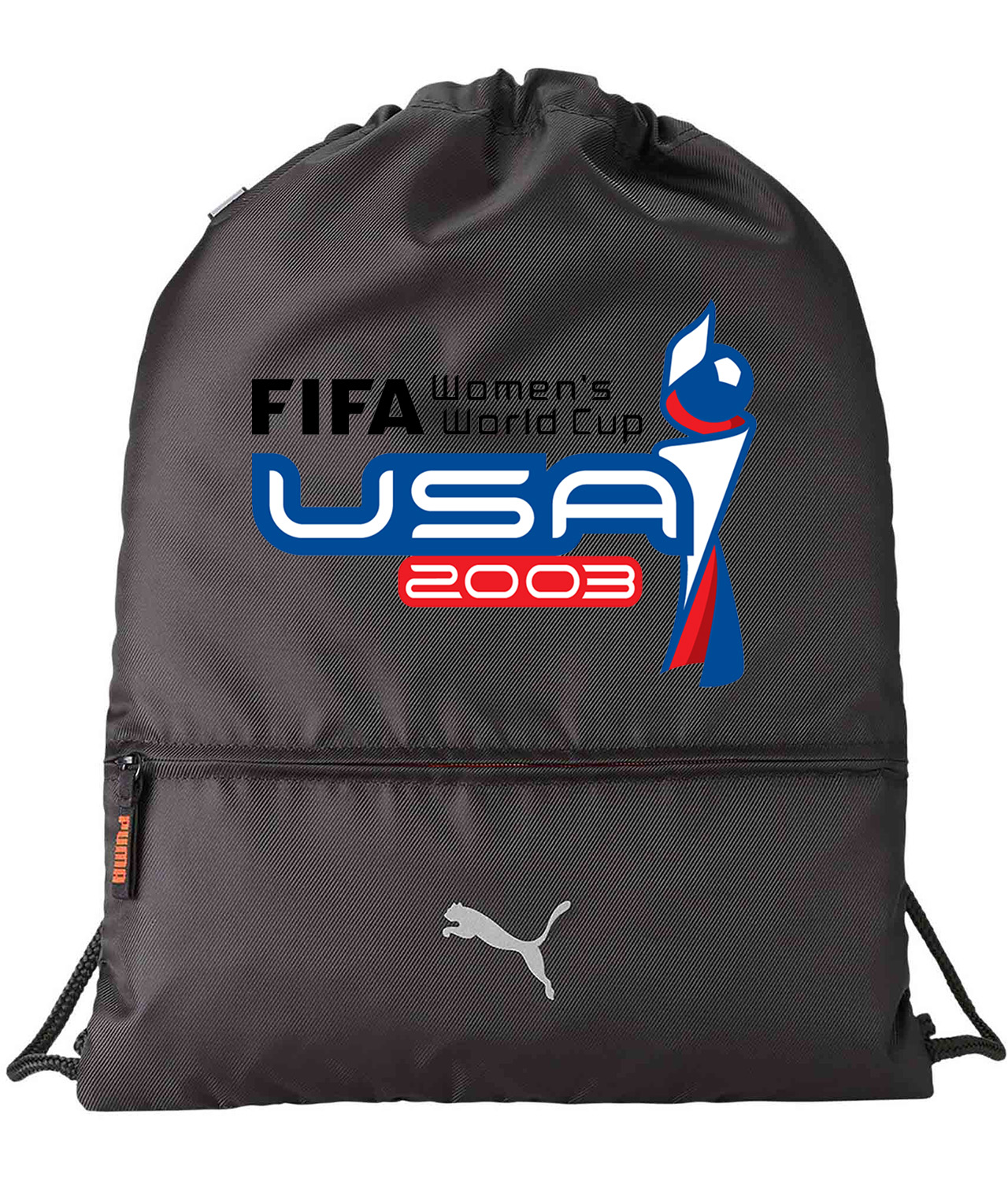2003 FIFA Womens World Cup - USA Soccer Logo Symbol Emblem Customized Design on Lightweight Drawstring Backpack Bag