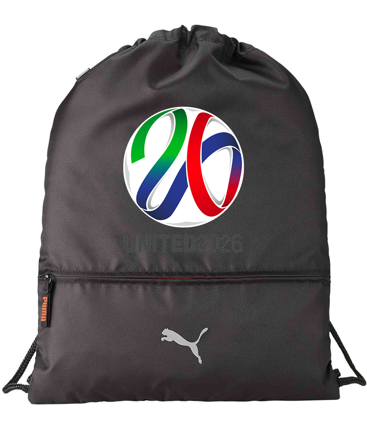 2026 FIFA World Cup Canada-Mexico-USA Soccer Logo Symbol Emblem Customized Design on Lightweight Drawstring Backpack Bag