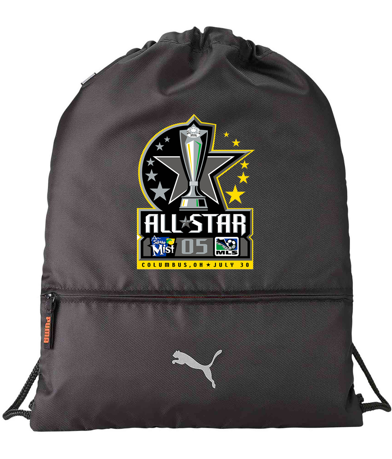Major League Soccer MLS All-Star Game 2005 Logo Symbol Emblem Customized Design on Lightweight Drawstring Backpack Bag