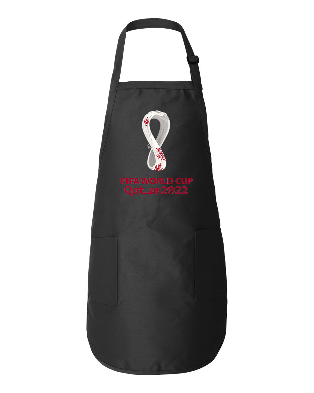 2022 FIFA World Cup Qatar Soccer Logo Symbol Emblem Customized Design on Full-Length Apron with Pockets