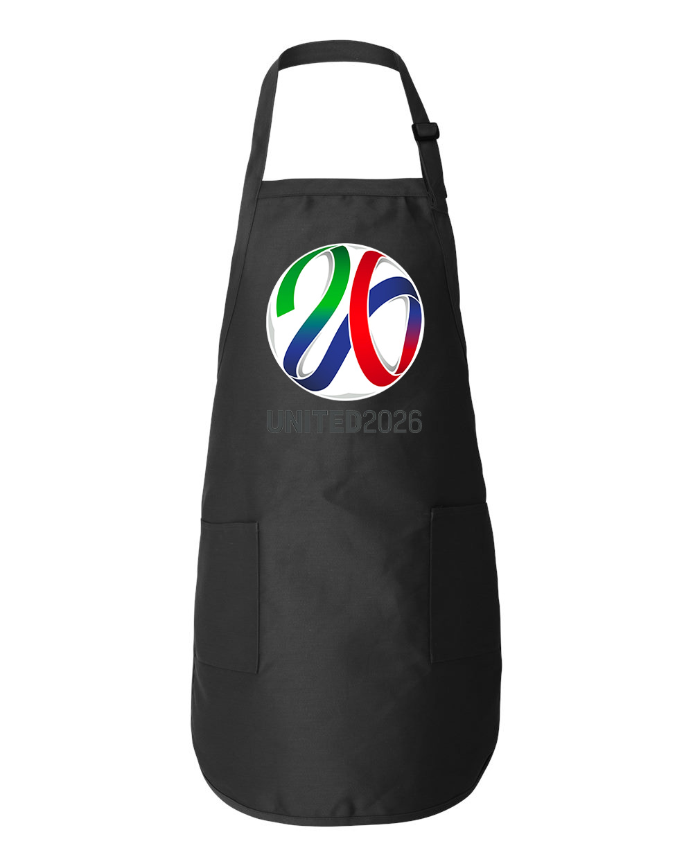 2026 FIFA World Cup Canada-Mexico-USA Soccer Logo Symbol Emblem Customized Design on Full-Length Apron with Pockets