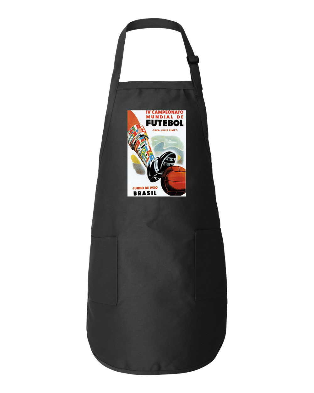 1950 FIFA World Cup Brazil Soccer Logo Symbol Emblem Customized Design on Full-Length Apron with Pockets