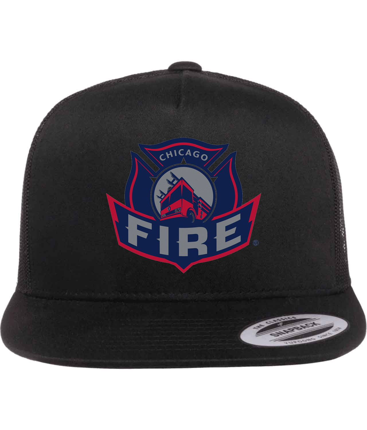 Chicago Fire FC Soccer Logo Symbol Emblem Customized Design on Classic Trucker Cap Hat