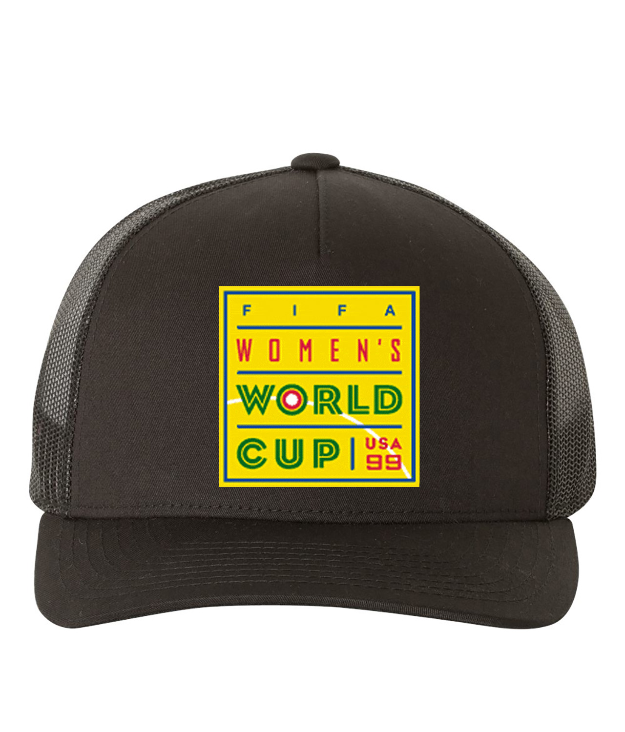 1999 Womens World Cup FIFA - USA Soccer Logo Symbol Emblem Customized Design on Retro Trucker Cap Hat
