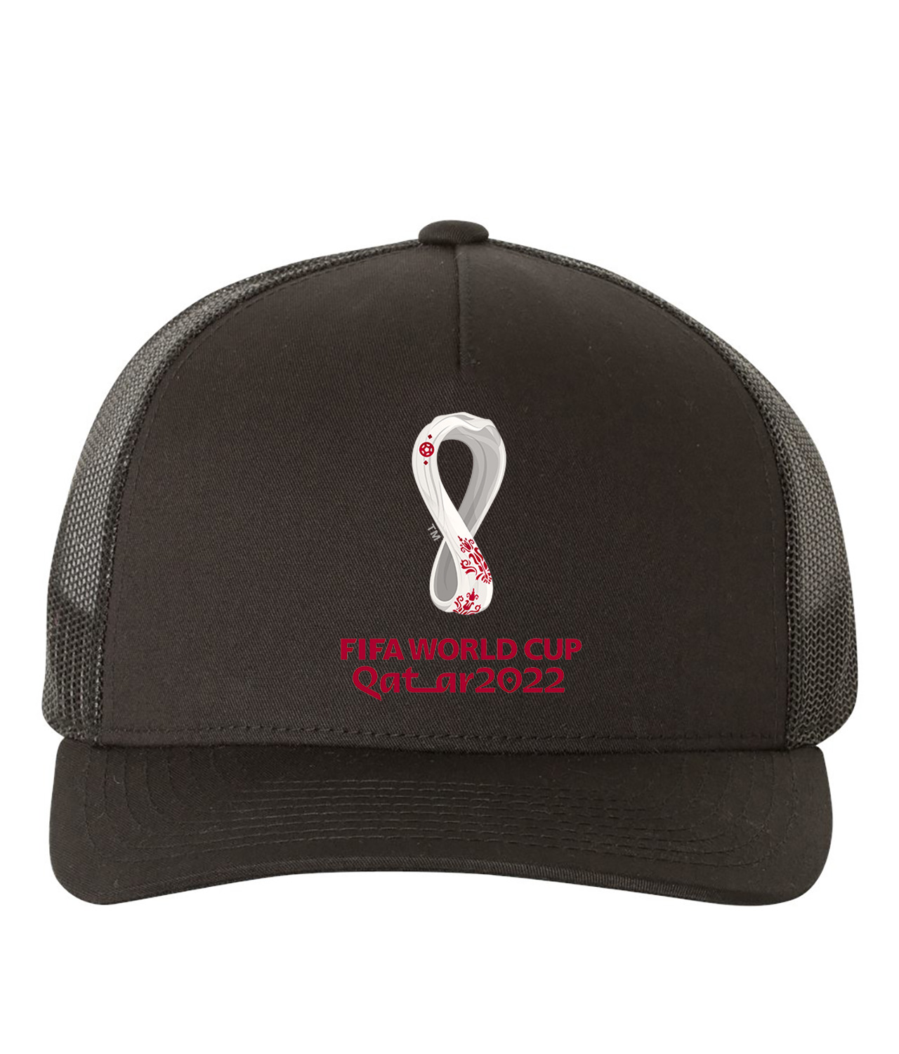 2022 FIFA World Cup Qatar Soccer Logo Symbol Emblem Customized Design on Retro Trucker Cap Hat - Image 1