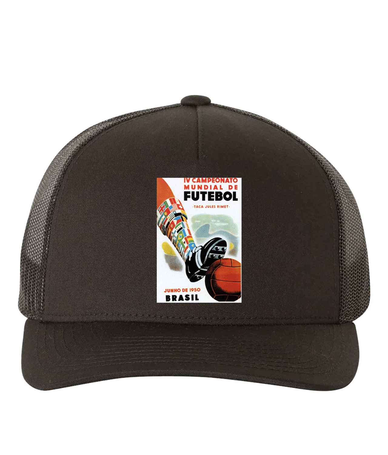 1950 FIFA World Cup Brazil Soccer Logo Symbol Emblem Customized Design on Retro Trucker Cap Hat