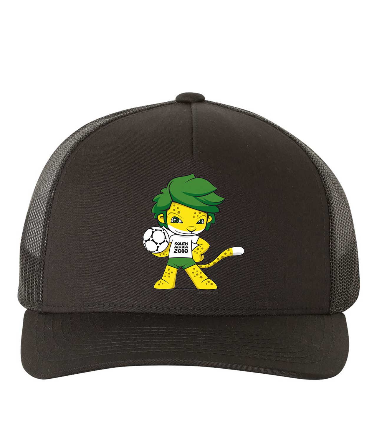 2010 FIFA World Cup South Africa Mascot Zakumi Soccer Logo Symbol Emblem Customized Design on Retro Trucker Cap Hat