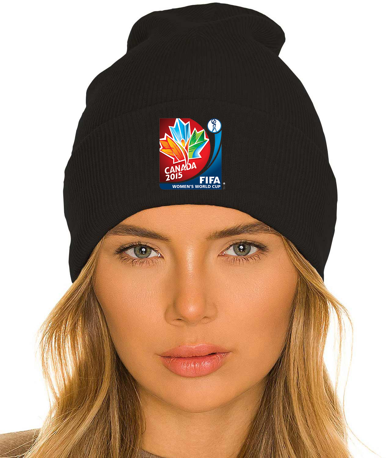 2015 FIFA Womens World Cup - Canada Logo Symbol Emblem Customized Design on 12" Cuffed Beanie Hat
