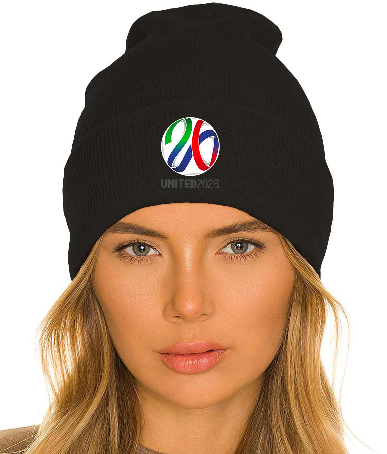 2026 FIFA World Cup Canada-Mexico-USA Logo Symbol Emblem Customized Design on 12" Cuffed Beanie Hat