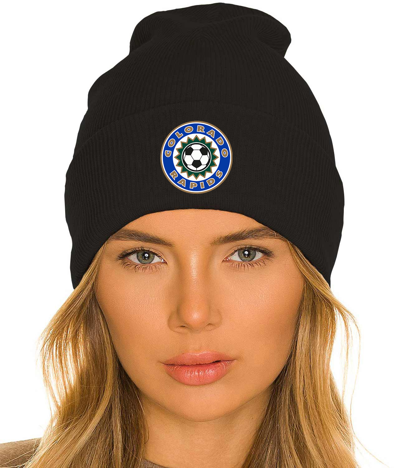 Colorado Rapids FC 1996 Logo Symbol Emblem Customized Design on 12" Cuffed Beanie Hat