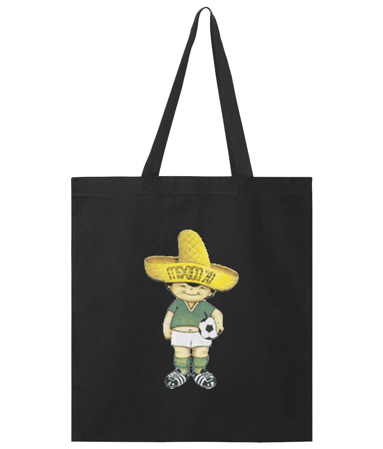 1970 FIFA World Cup Mexico Mascot Juanito Soccer Logo Symbol Emblem Customized Design on Promotional Tote Bag