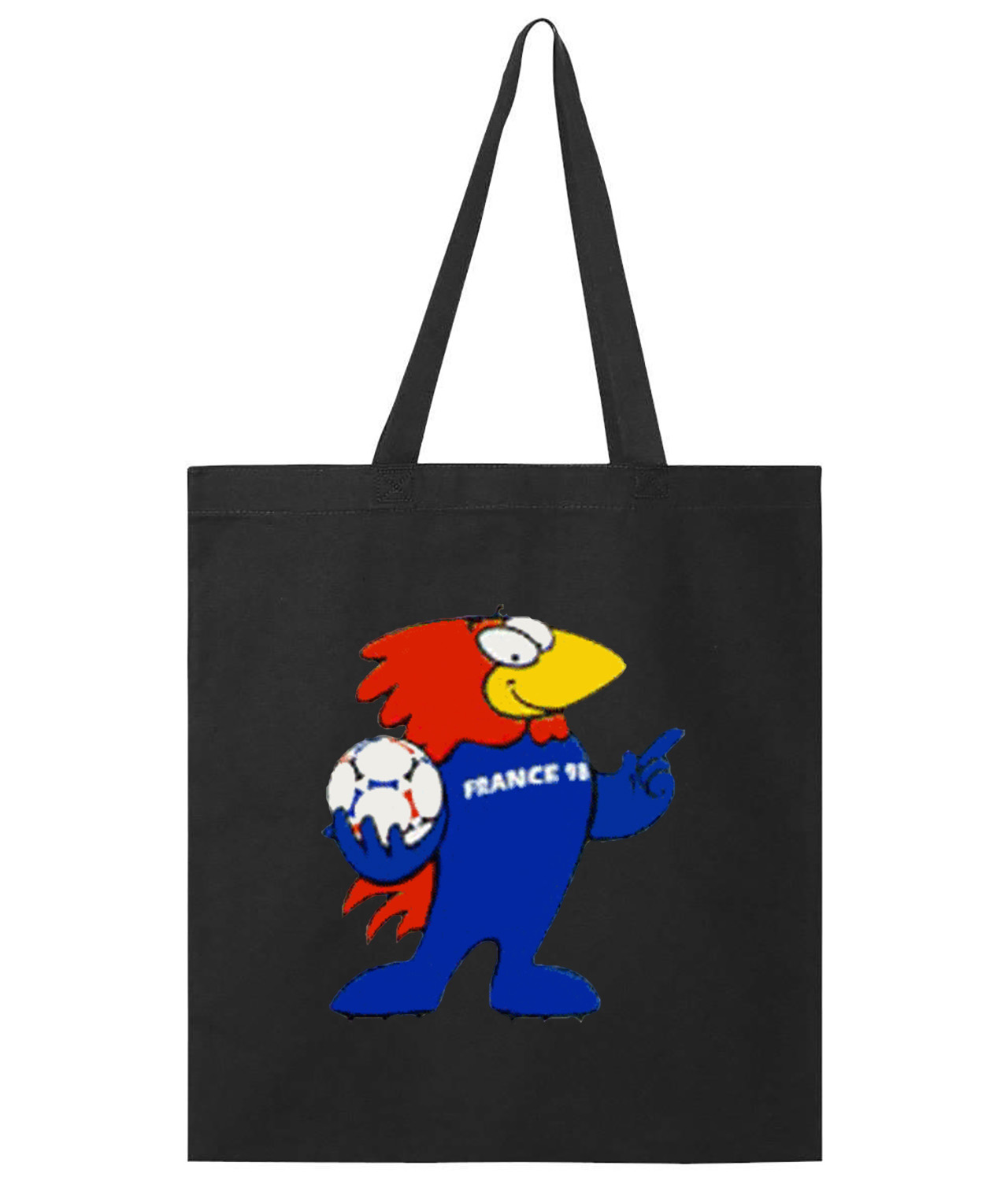1998 FIFA World Cup France Mascot Footix Soccer Logo Symbol Emblem Customized Design on Promotional Tote Bag - Image 1