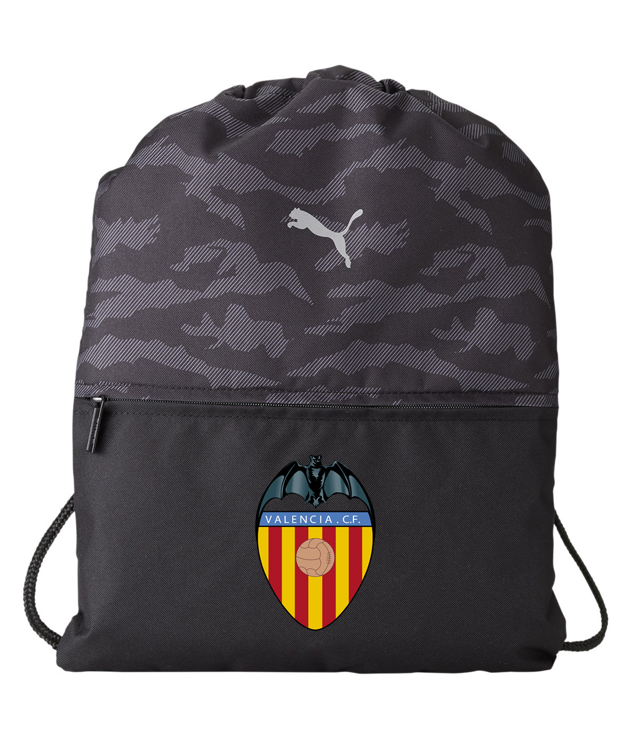Valencia CF Club de Futbol 2001-2012 Soccer Logo Symbol Emblem Customized Design on Camo Drawstring Backpack Bag