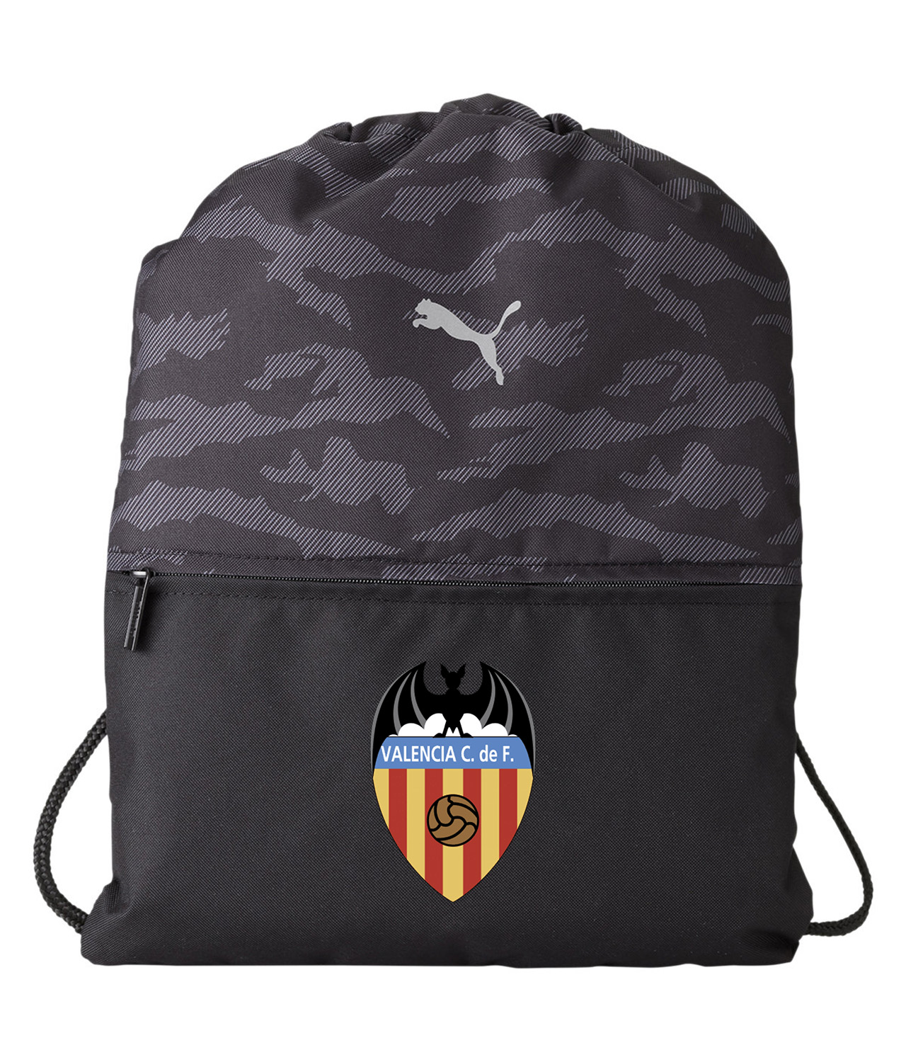 Valencia CF Club de Futbol 1992-2001 Soccer Logo Symbol Emblem Customized Design on Camo Drawstring Backpack Bag