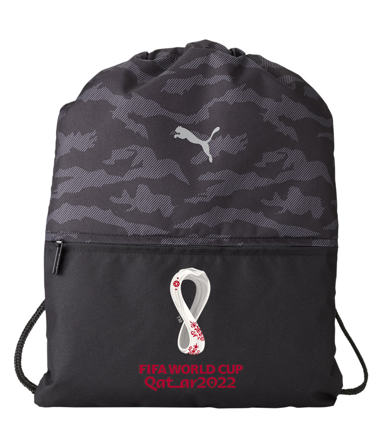 2022 FIFA World Cup Qatar Soccer Logo Symbol Emblem Customized Design on Camo Drawstring Backpack Bag