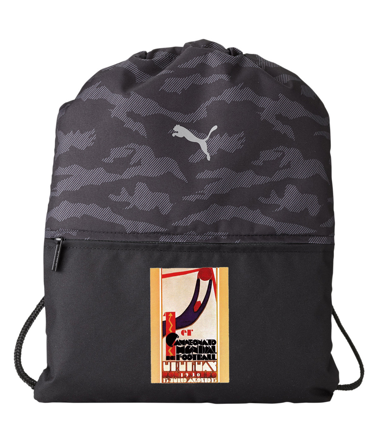 1930 FIFA World Cup Uruguay Soccer Logo Symbol Emblem Customized Design on Camo Drawstring Backpack Bag