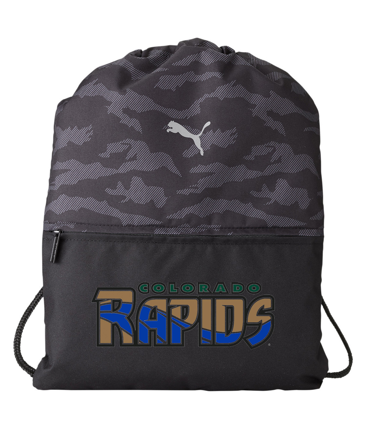 Colorado Rapids FC 1996 Soccer Logo Symbol Emblem Customized Design on Camo Drawstring Backpack Bag