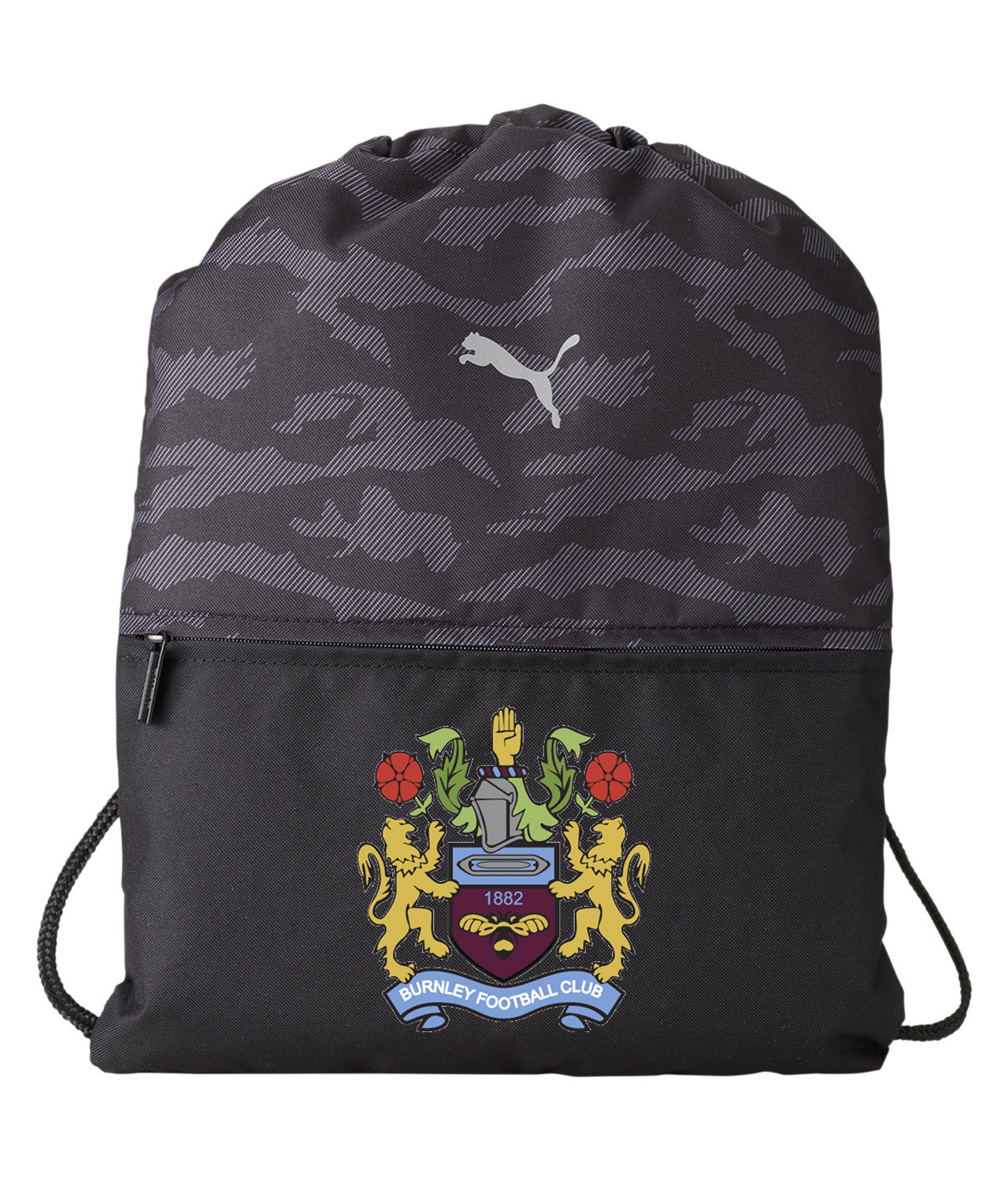 Burnley F.C. 1979 Soccer Logo Symbol Emblem Customized Design on Camo Drawstring Backpack Bag