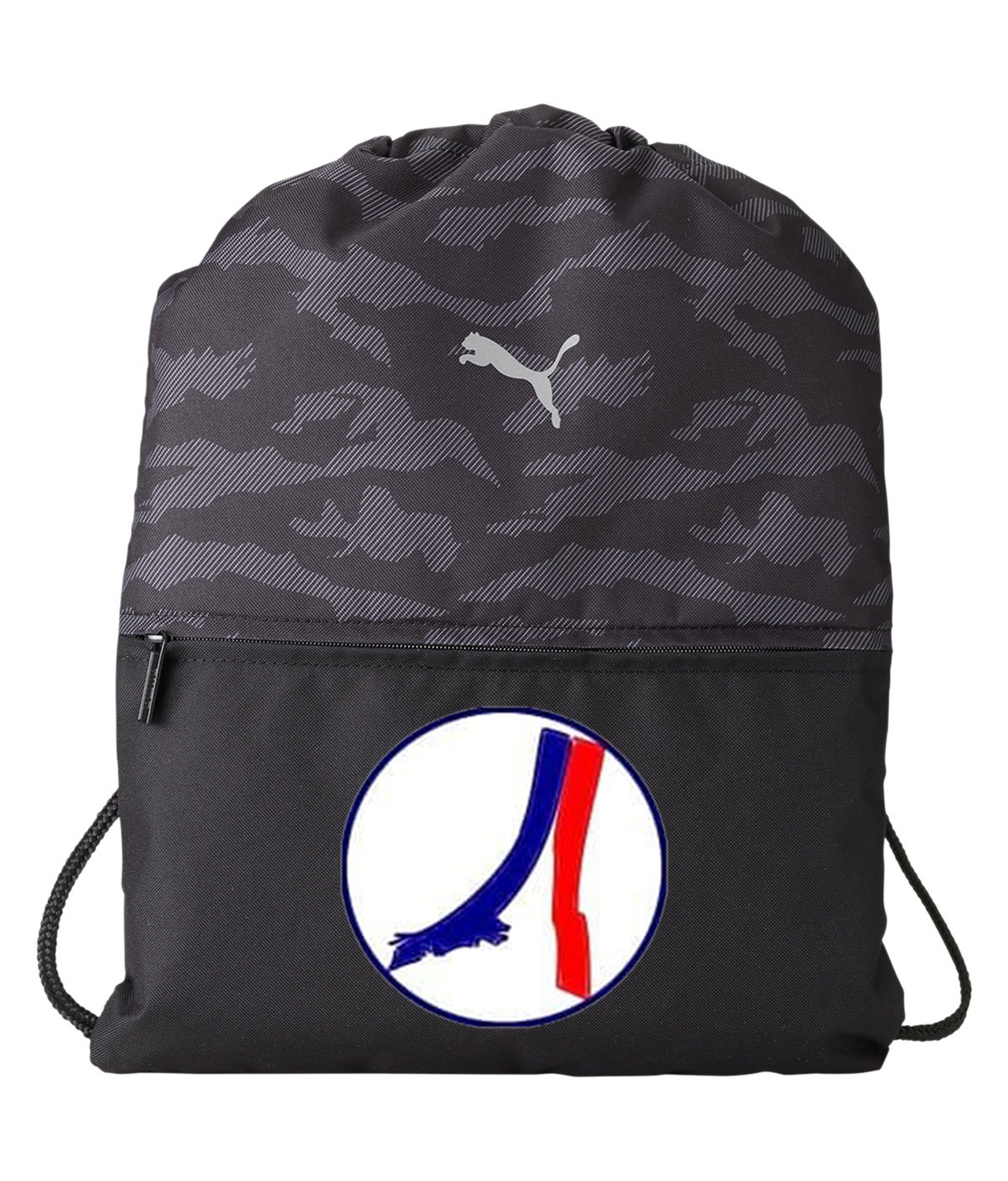 PSG Paris Saint-Germain F.C. 1986-1987 Soccer Logo Symbol Emblem Customized Design on Camo Drawstring Backpack Bag